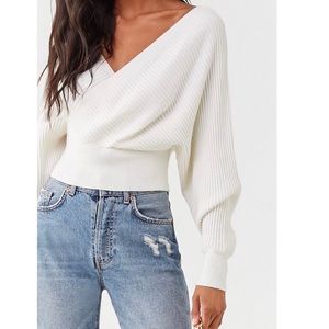 Forever 21 Ribbed surplice sweater with open back